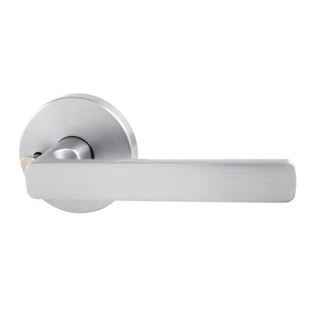 Avant with QuickFix Rivera Privacy Lever Set with Latch in Brushed Satin Chrome