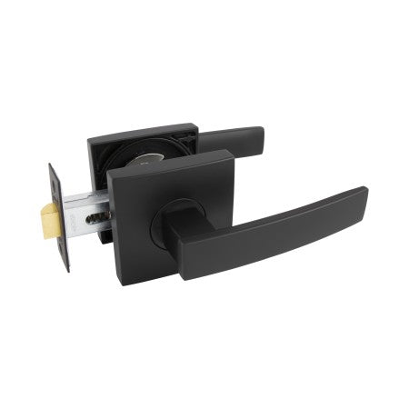 Neue Angular Square Rose Passage Lever Set in Matte Black