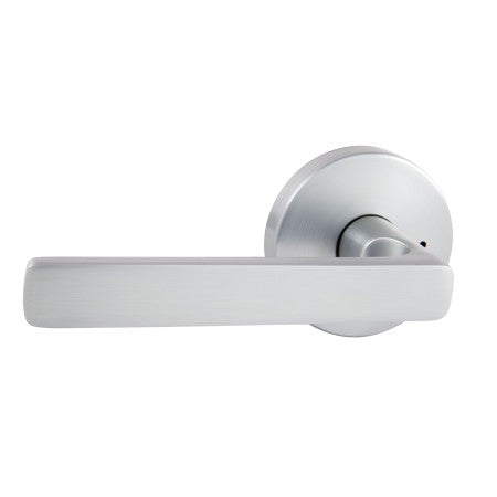 Avant with QuickFix Rivera Privacy Lever Set with Latch in Brushed Satin Chrome
