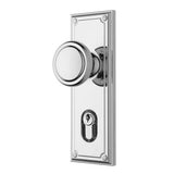 Trilock Traditional Double Cylinder Entrance Knob Set in Bright Chrome
