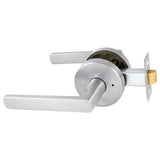 Avant with QuickFix Rivera Privacy Lever Set with Latch in Brushed Satin Chrome