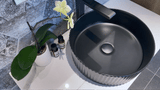Marlo Round 400x400x125 Matte Black Fluted Basin - front view
