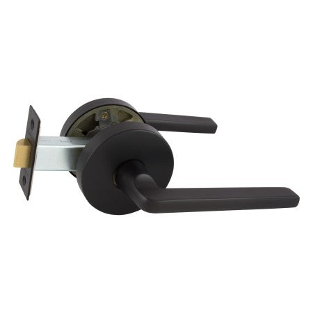 Avant with QuickFix Alba Passage Lever Set in Matte Black with Latch