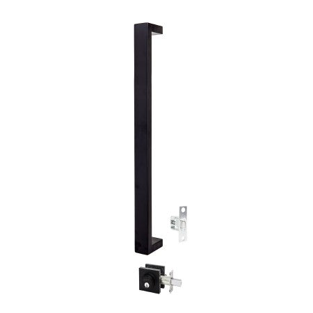 Oblong 600mm Pull Handle Entrance Set with Single Cylinder Deadbolt in Matte Black