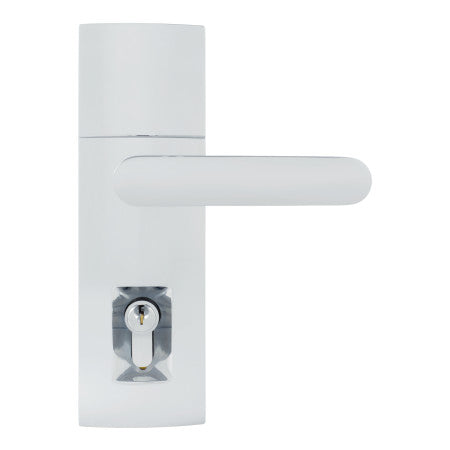 Trilock Contemporary Contour Double Cylinder Entrance Lever Set in Bright Chrome
