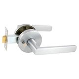 Avant with QuickFix Rivera Privacy Lever Set with Latch in Brushed Satin Chrome