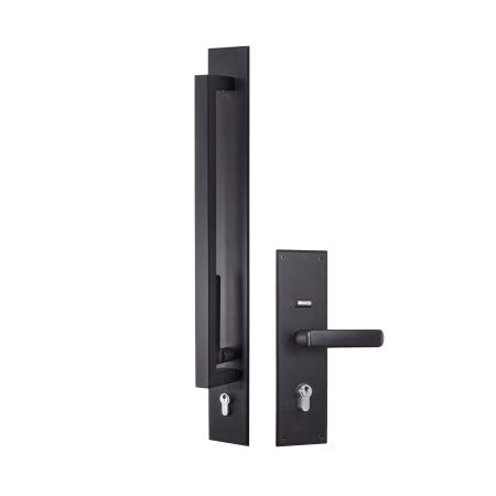 Trilock Omni Accent Allure Double Cylinder Pull Handle Entrance Set in Matte Black
