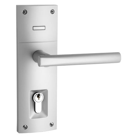 Trilock Contemporary Align Double Cylinder Entrance Lever Set in Satin Chrome