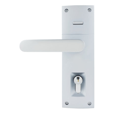 Trilock Contemporary Contour Double Cylinder Entrance Lever Set in Satin Chrome