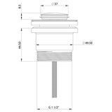 Phoenix 40mm Universal Flat Pop-Up Waste Technical Drawing - The Blue Space