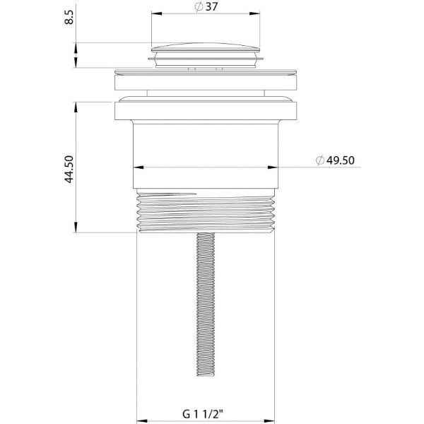 Phoenix 40mm Flat Pop Up Universal Waste Technical Drawing - The Blue Space