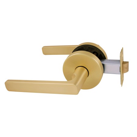 Avant with QuickFix Rivera Passage Lever Set in Satin Brass with Latch