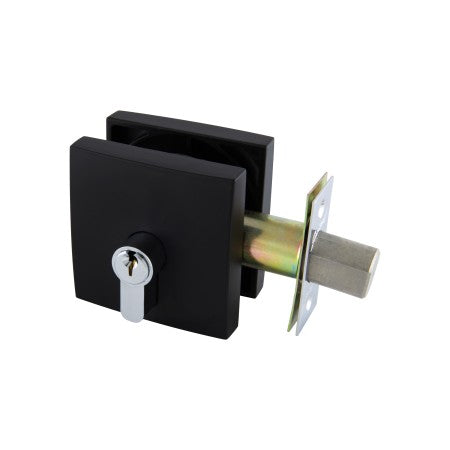Neue Smooth Square Double Cylinder Deadbolt in Matte Black