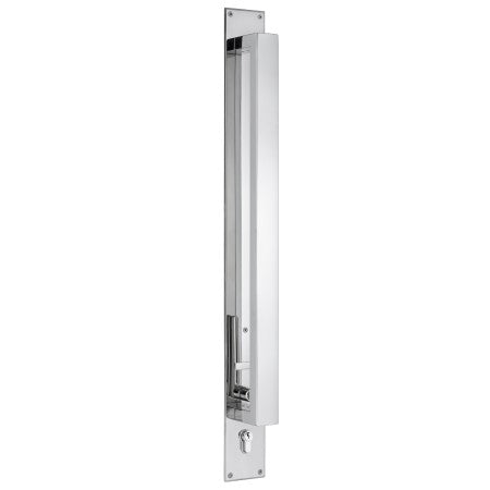 Trilock Omni Back to Back Double Cylinder Pull Handle Entrance Set in Polished Stainless Steel