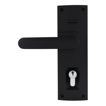 Trilock Contemporary Contour Double Cylinder Entrance Lever Set in Matte Black