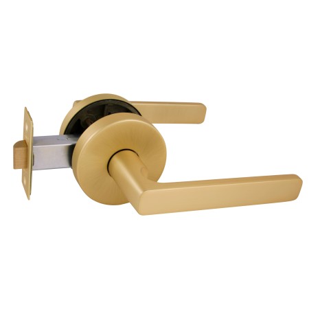Avant with QuickFix Rivera Passage Lever Set in Satin Brass with Latch