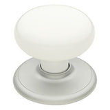 Classic Series White Passage Knob Set in Satin Chrome