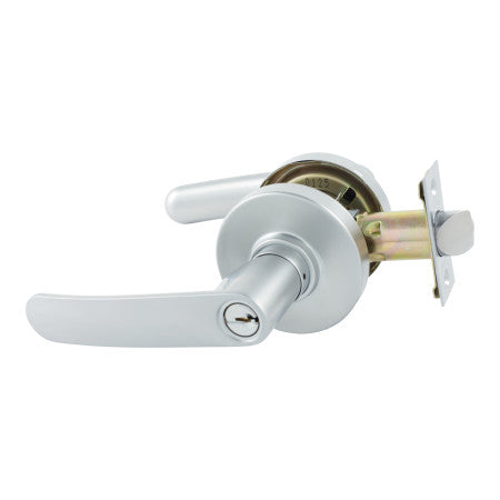 Neue Contour Entrance Key Lever Set in Satin Chrome