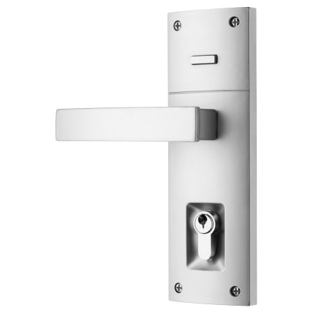 Trilock Contemporary Angular Double Cylinder Entrance Lever Set in Satin Chrome