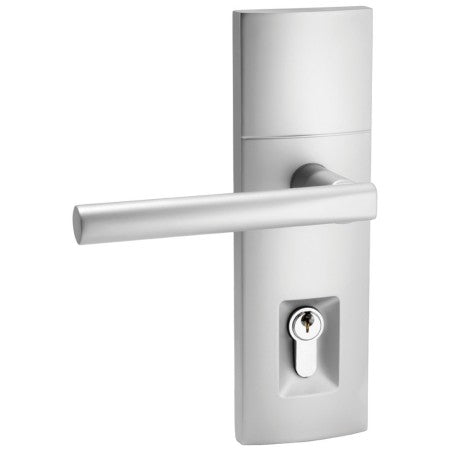 Trilock Contemporary Align Double Cylinder Entrance Lever Set in Satin Chrome